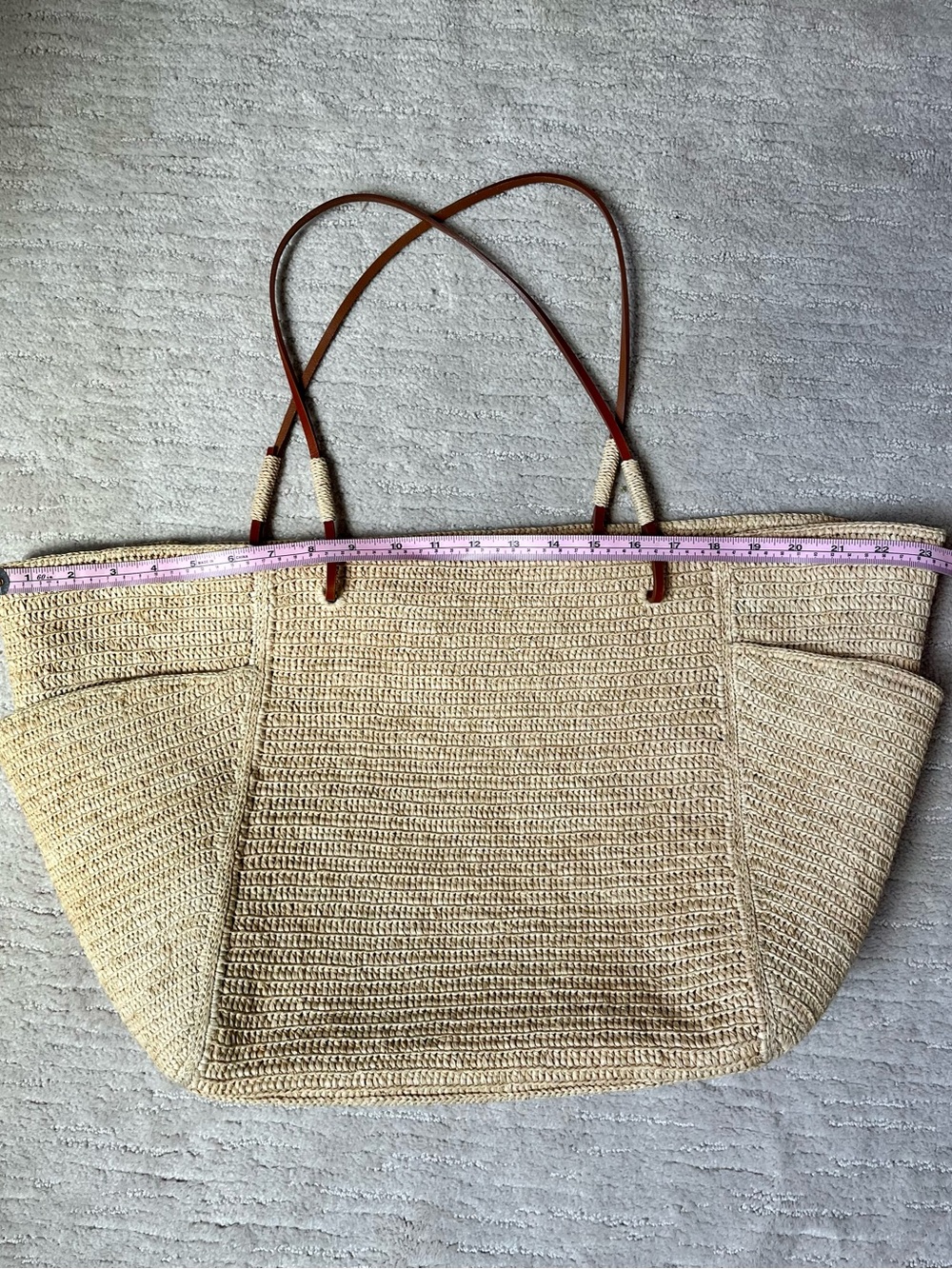 Sezane Paloma Woven Tote with Brown Leather Straps - Picture 6 of 8